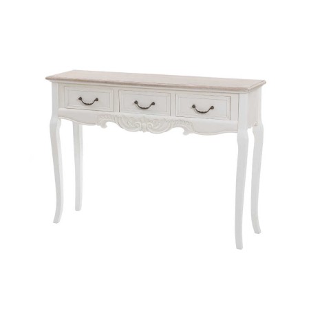 consola blanca con tapa madera natural 110x30x80cm