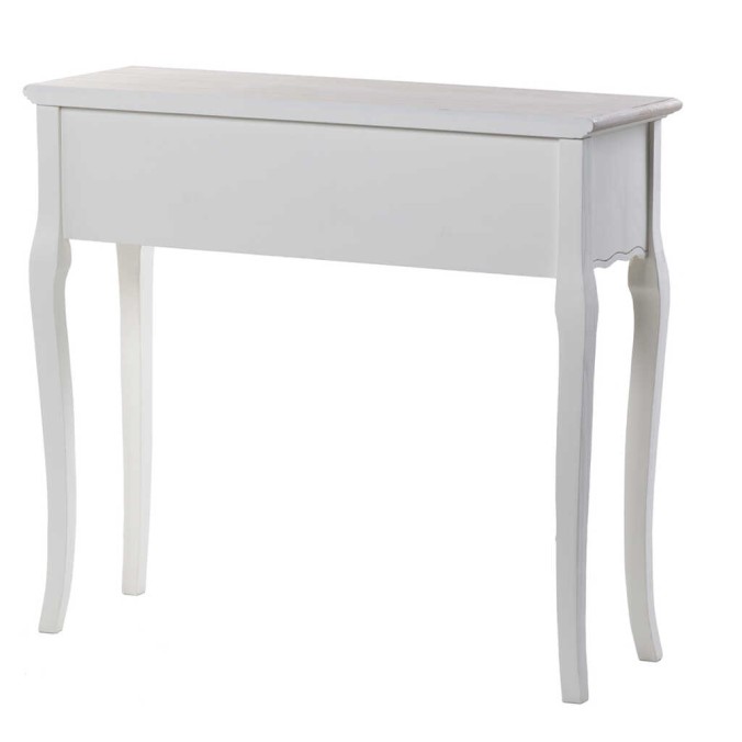 consola blanca con tapa madera natural 90x30x80 cm