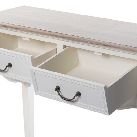 consola blanca con tapa madera natural 90x30x80 cm