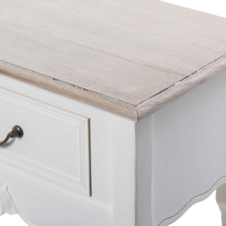 consola blanca con tapa madera natural 90x30x80 cm