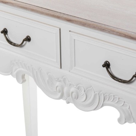 consola blanca con tapa madera natural 90x30x80 cm