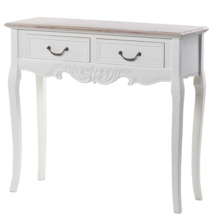 consola blanca con tapa madera natural 90x30x80 cm