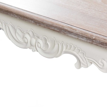 mesa comedor blanca tapa madera nat. 160x90x76 cm