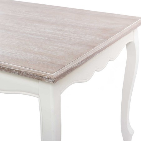 mesa comedor blanca tapa madera nat. 160x90x76 cm