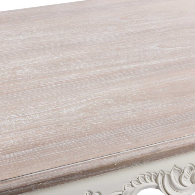 mesa comedor blanca tapa madera nat. 160x90x76 cm