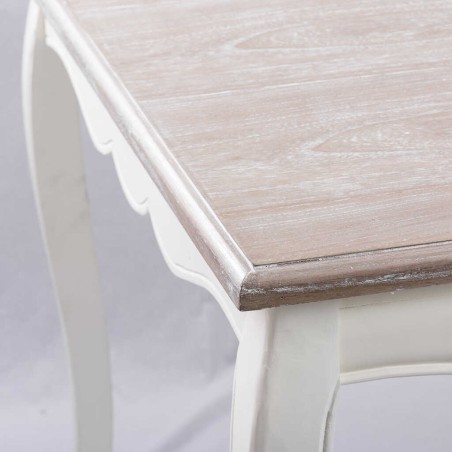 mesa comedor blanca tapa madera nat. 160x90x76 cm