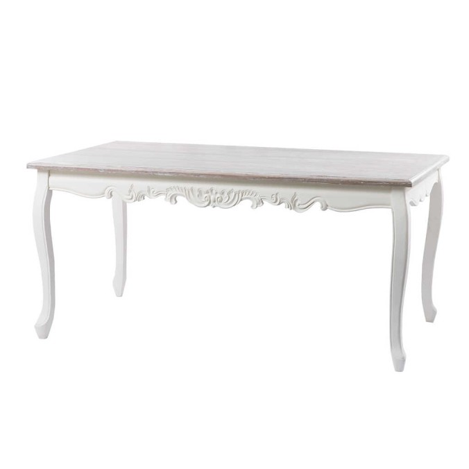 mesa comedor blanca tapa madera nat. 160x90x76 cm