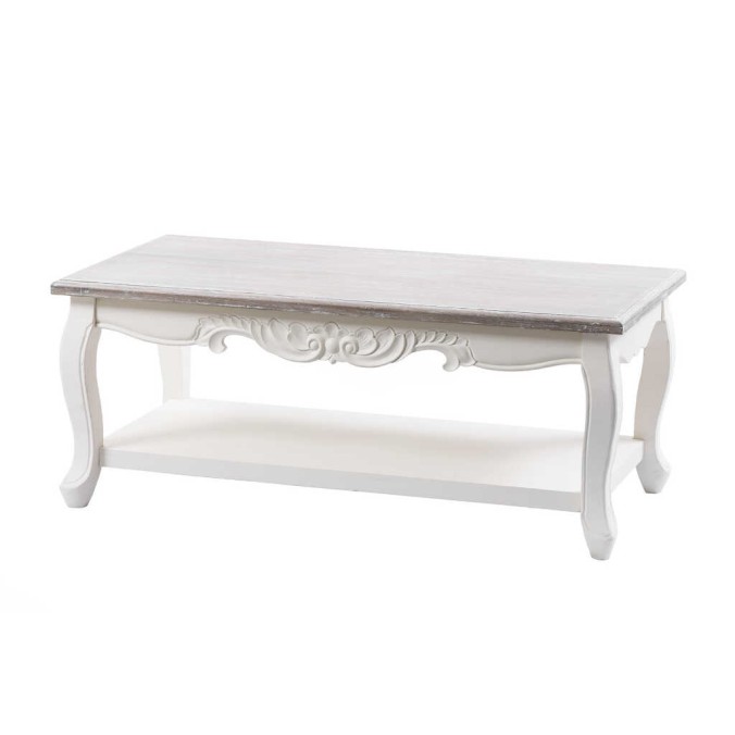 mesa centro blanca tapa madera natural 110x55x45cm