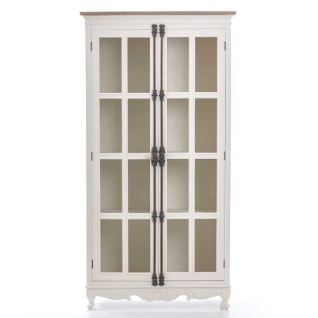 vitrina blanca-madera natural herraje 100x40x194cm