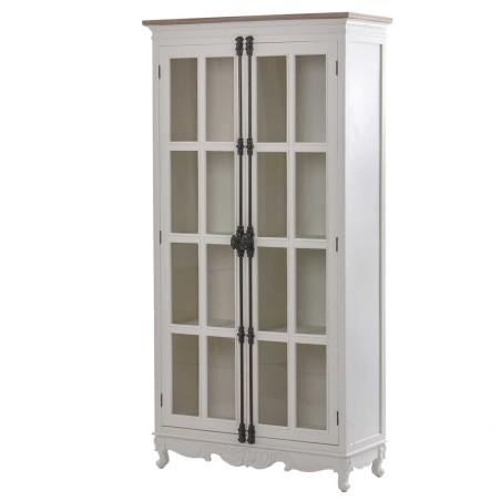 vitrina blanca-madera natural herraje 100x40x194cm