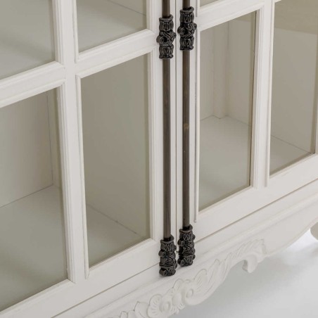 vitrina blanca-madera natural herraje 100x40x194cm