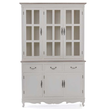 aparador blanco tapa madera natural 123x40x192 cm