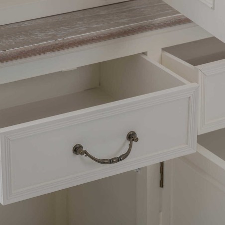 aparador blanco tapa madera natural 123x40x192 cm