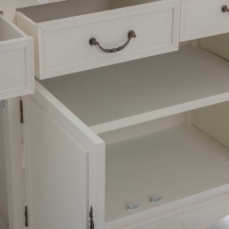 aparador blanco tapa madera natural 123x40x192 cm