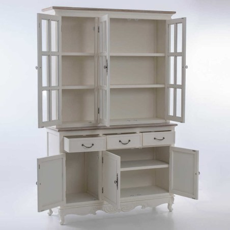 aparador blanco tapa madera natural 123x40x192 cm