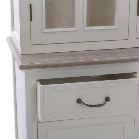 aparador blanco tapa madera natural 123x40x192 cm