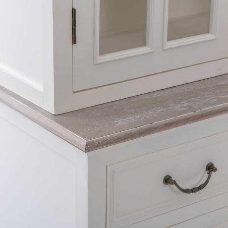 aparador blanco tapa madera natural 123x40x192 cm