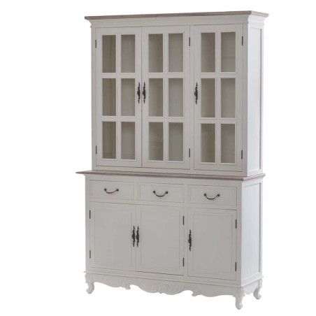 aparador blanco tapa madera natural 123x40x192 cm