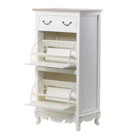 zapatero blanco con tapa natural 61x40x120 cm