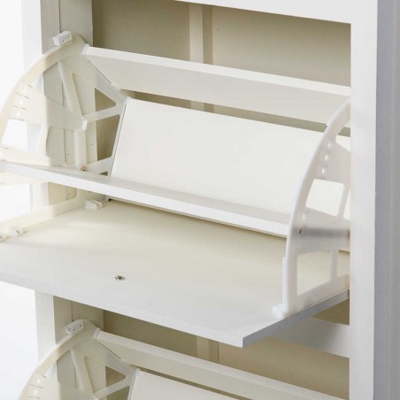 zapatero blanco con tapa natural 61x40x120 cm