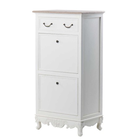 zapatero blanco con tapa natural 61x40x120 cm