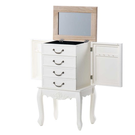 joyero madera beige con cajones 46x32x62 cm