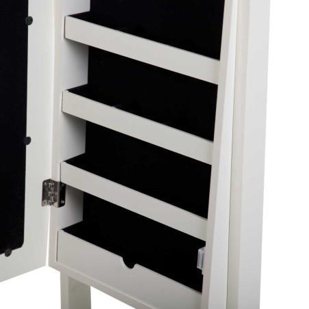 espejo joyero madera blanco 38x38x140 cm