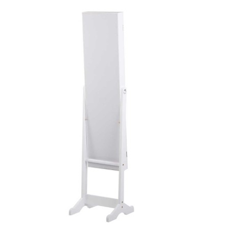 espejo joyero madera blanco 38x38x140 cm