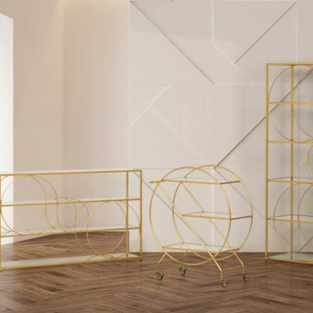 estanteria metal dorado c/ cristales 82x42x173 cm