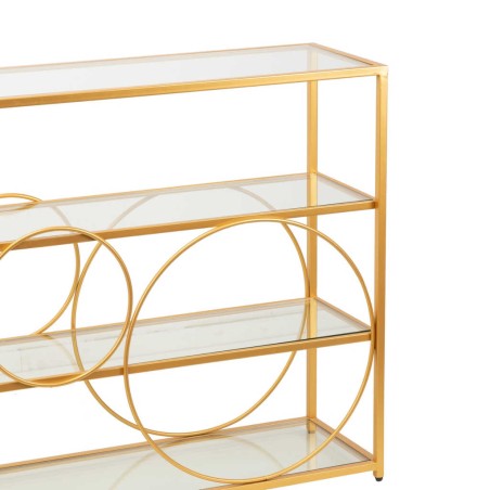 consola metal dorado c/ cristales 130x30x80 cm