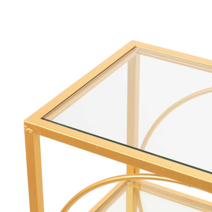 consola metal dorado c/ cristales 130x30x80 cm