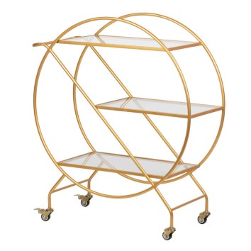 camarera metal dorada c/ cristales 76x35,5x90 cm