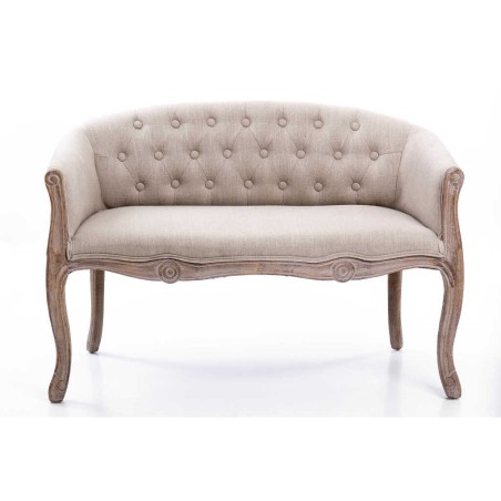 butaca doble beige capitone madera 107x61x71 cm
