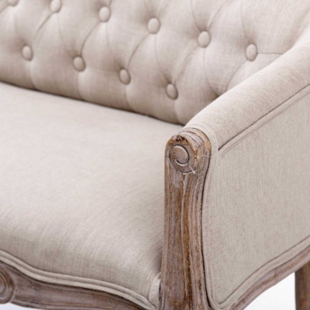 butaca doble beige capitone madera 107x61x71 cm