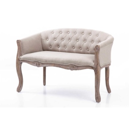 butaca doble beige capitone madera 107x61x71 cm