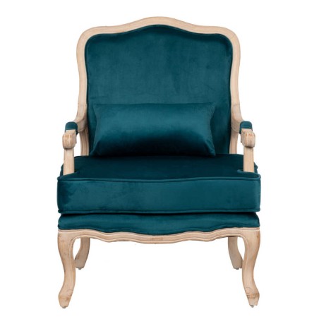 butaca velvet-madera azul 64x72x92 cm