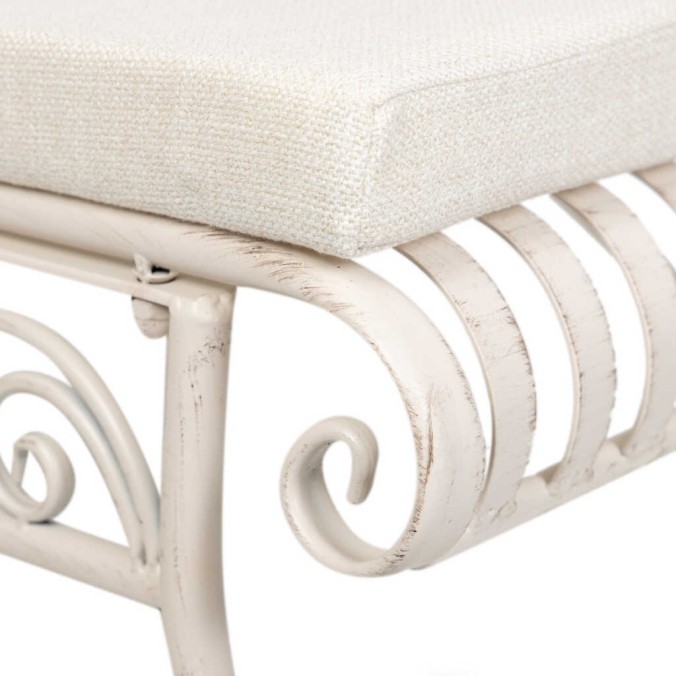 banco forja blanca antique 110x40x85 cm