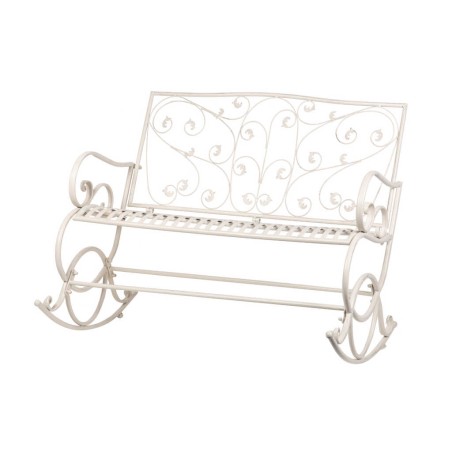 banco forja blanca antique 110x66x95 cm