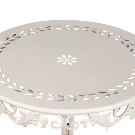 mesa forja redonda blanca antique 60x60x75 cm