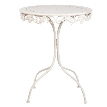 mesa forja redonda blanca antique 60x60x75 cm