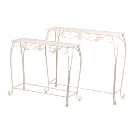 set 2 consolas forja blanca 90x30x80-80x25x70 cm