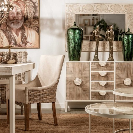 silla ratan-lino-madera beige-natural 54x52x91 cm