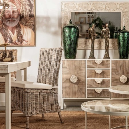 silla con cojin lino-ratan 60x52x94 cm