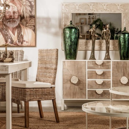 silla ratan-lino-madera beige-natural 53x48x98 cm