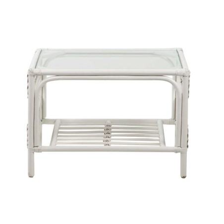 mesa centro ratan / cristal blanco 66x51x46 cm
