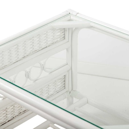 mesa centro ratan / cristal blanco 66x51x46 cm