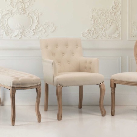 butaca lino beige capit. patas madera 59x62x85 cm
