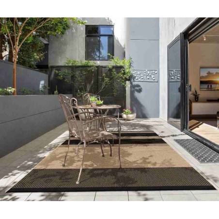 Alfombra de exterior Tatami Design negro y beige - varios tamaños