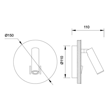 Aplique pared dorado luz LED lectura y ambiental