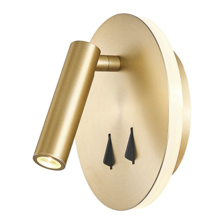 Aplique pared dorado luz LED lectura y ambiental